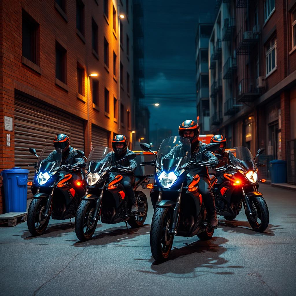 Equipe de motoboys profissionais